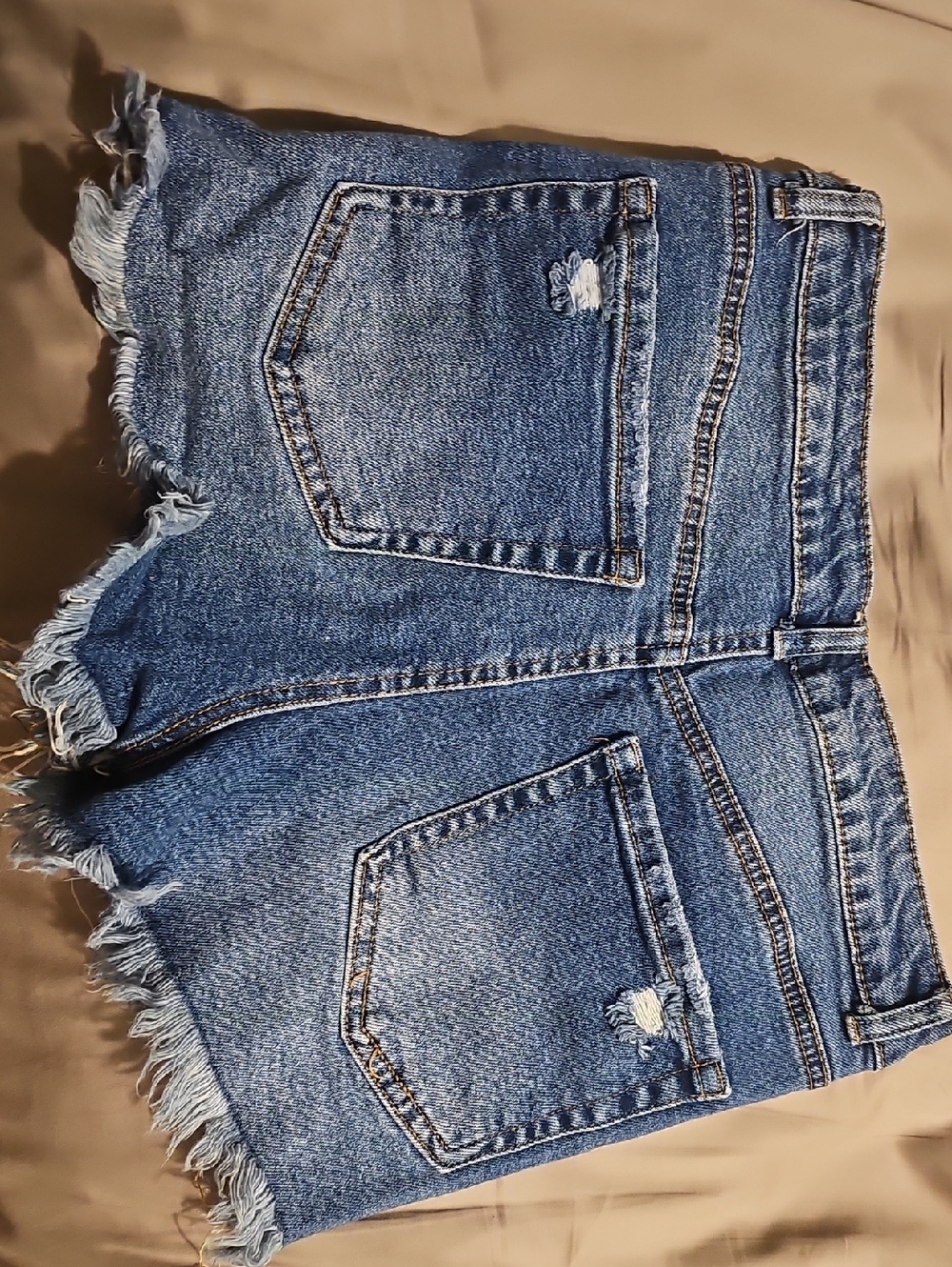 Wax Jean Distressed Denim Cutoff Shorts in Blue